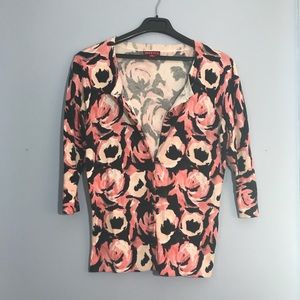 Rose floral pattern cardigan - Medium M pink